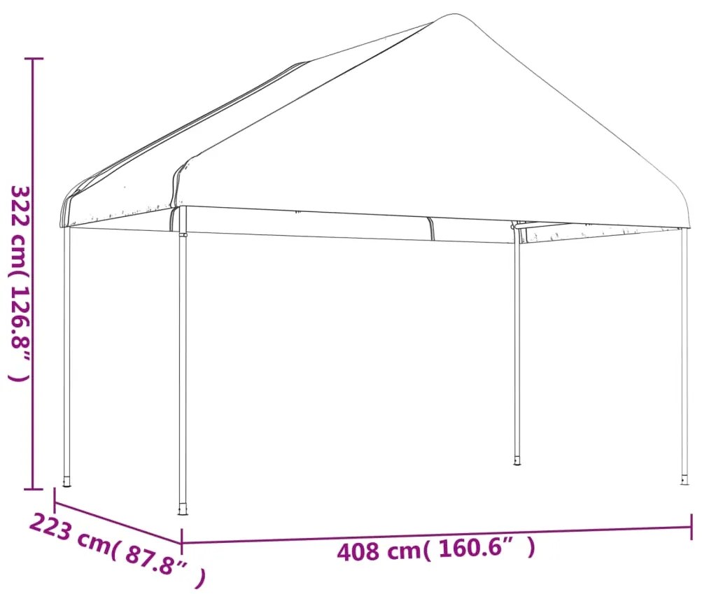 vidaXL Κιόσκι με Τέντα Λευκό 4,08 x 2,23 x 3,22 μ. από Πολυαιθυλένιο