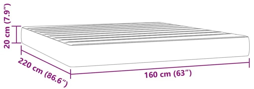 Στρώμα με Pocket Springs Μαύρο 160x220x20 εκ. Βελούδινο - Μαύρο