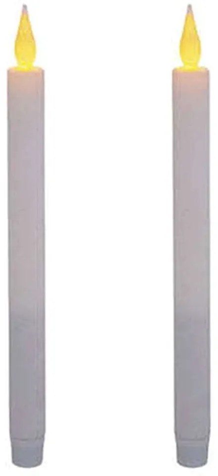 Κερί Κηροπηγίου Με Μπαταρία Led (Σετ 2Τμχ) 07.162679B 28cm White Plastic