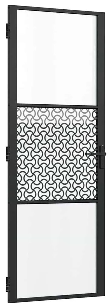 vidaXL Εσωτερική Πόρτα Μαύρο 76 x 201.5 cm Tempered γυαλί, Αλουμίνιο