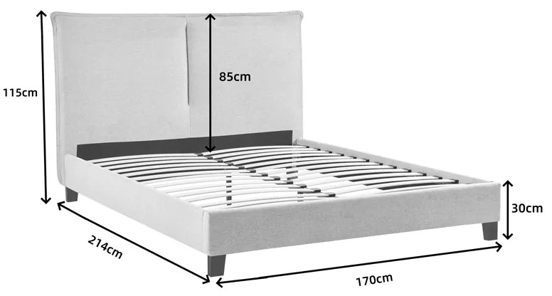 Κρεβάτι διπλό Majus pakoworld ύφασμα γκρι-μπεζ 160x200εκ (1 τεμάχια)