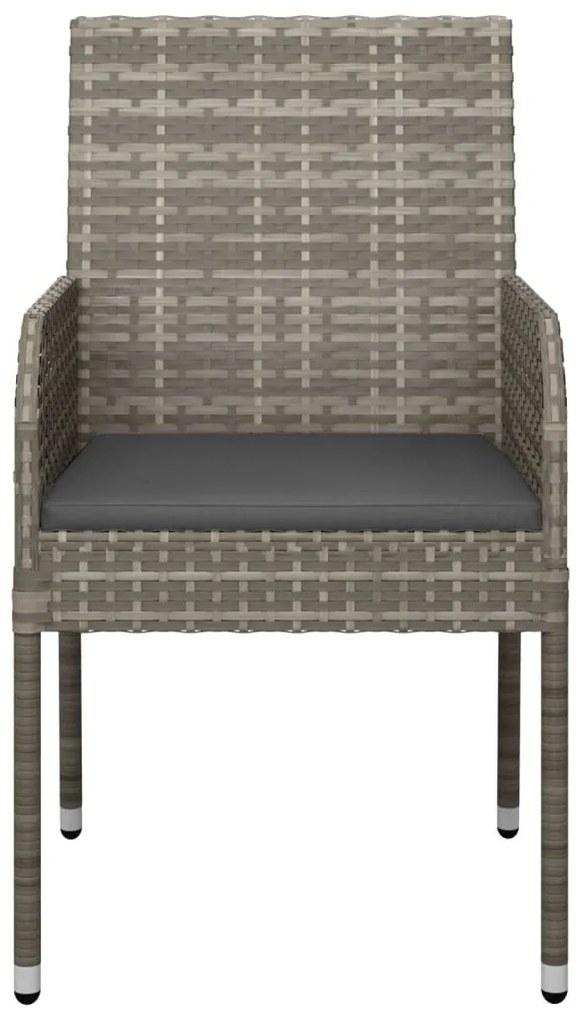 vidaXL Καρέκλες Κήπου 2 τεμ. Γκρι από Συνθετικό Ρατάν με Μαξιλάρια