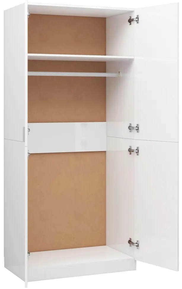 vidaXL Ντουλάπα Γυαλιστερό Λευκό 80 x 52 x 180 εκ. από Επεξ. Ξύλο