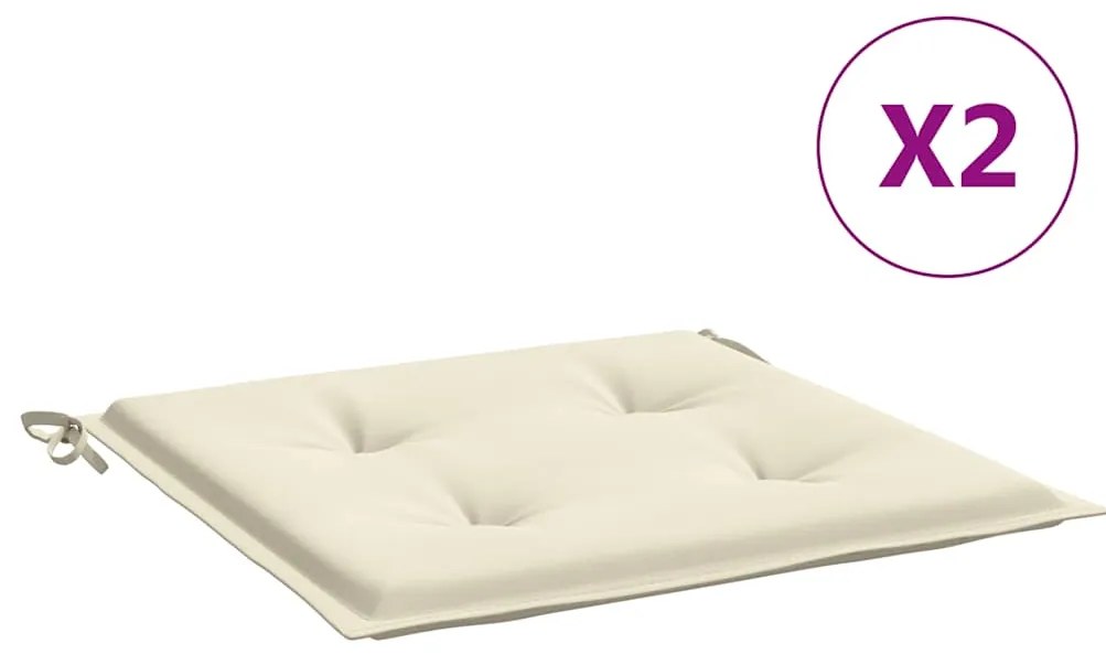 vidaXL Μαξιλάρια Καρέκλας Κήπου 2 τεμ. Κρεμ 40x40x4 εκ. Υφασμάτινα