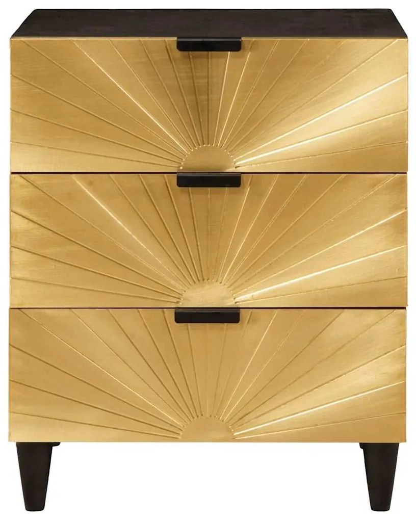 vidaXL Κομοδίνο με συρτάρι Μαύρο και Χρυσό 50 x 33 x 60 εκ
