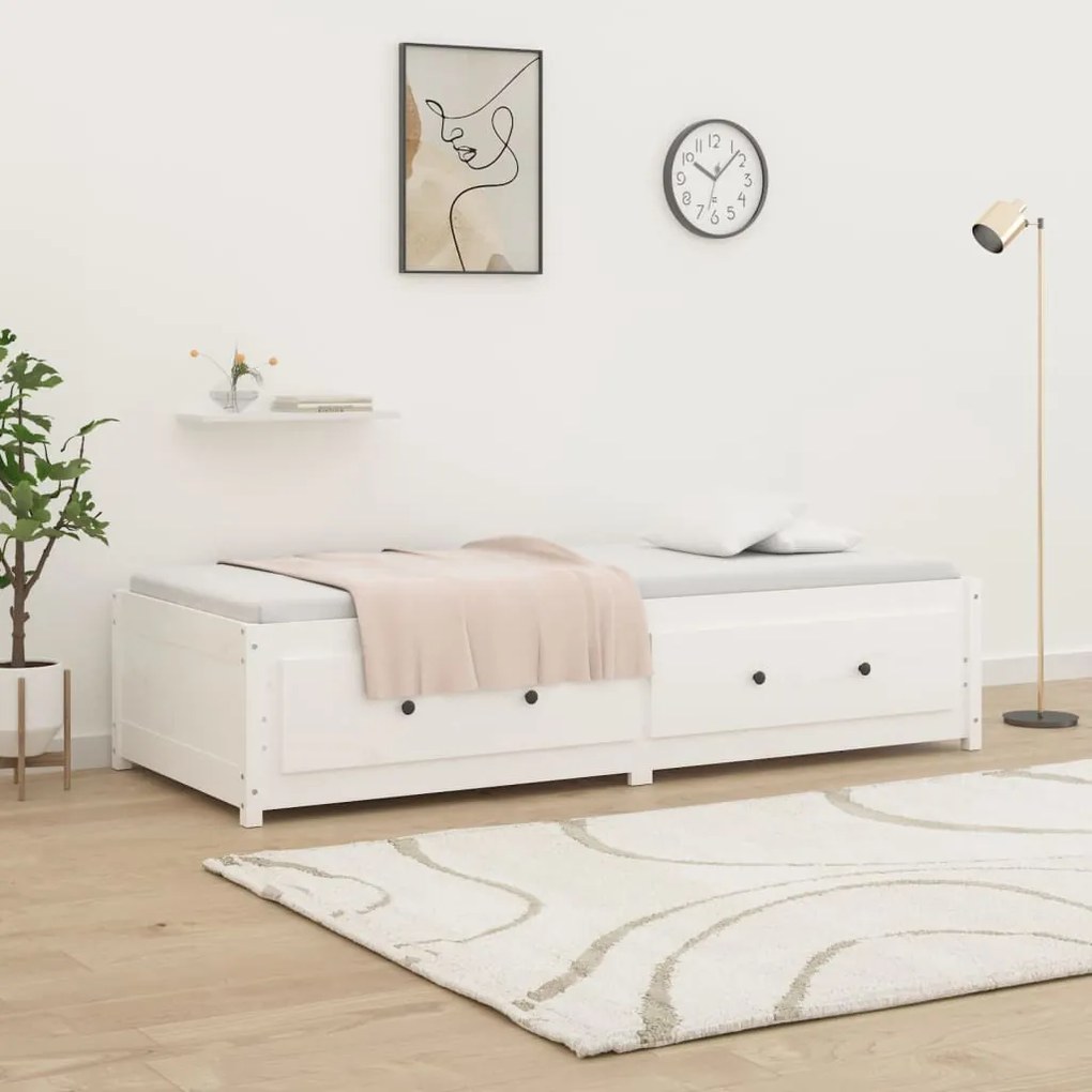 vidaXL Κρεβάτι ημέρας χωρίς στρώμα Λευκό 75x190 cm Στερεό ξύλο πεύκο
