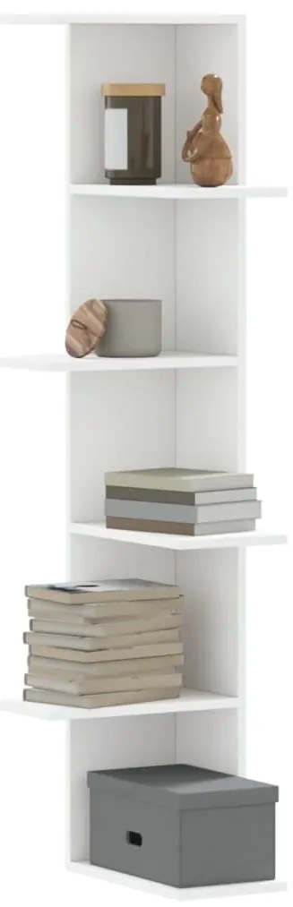 vidaXL Γωνιακή Ραφιέρα Τοίχου Λευκή 36,5x36,5x140 εκ. Επεξ. Ξύλο