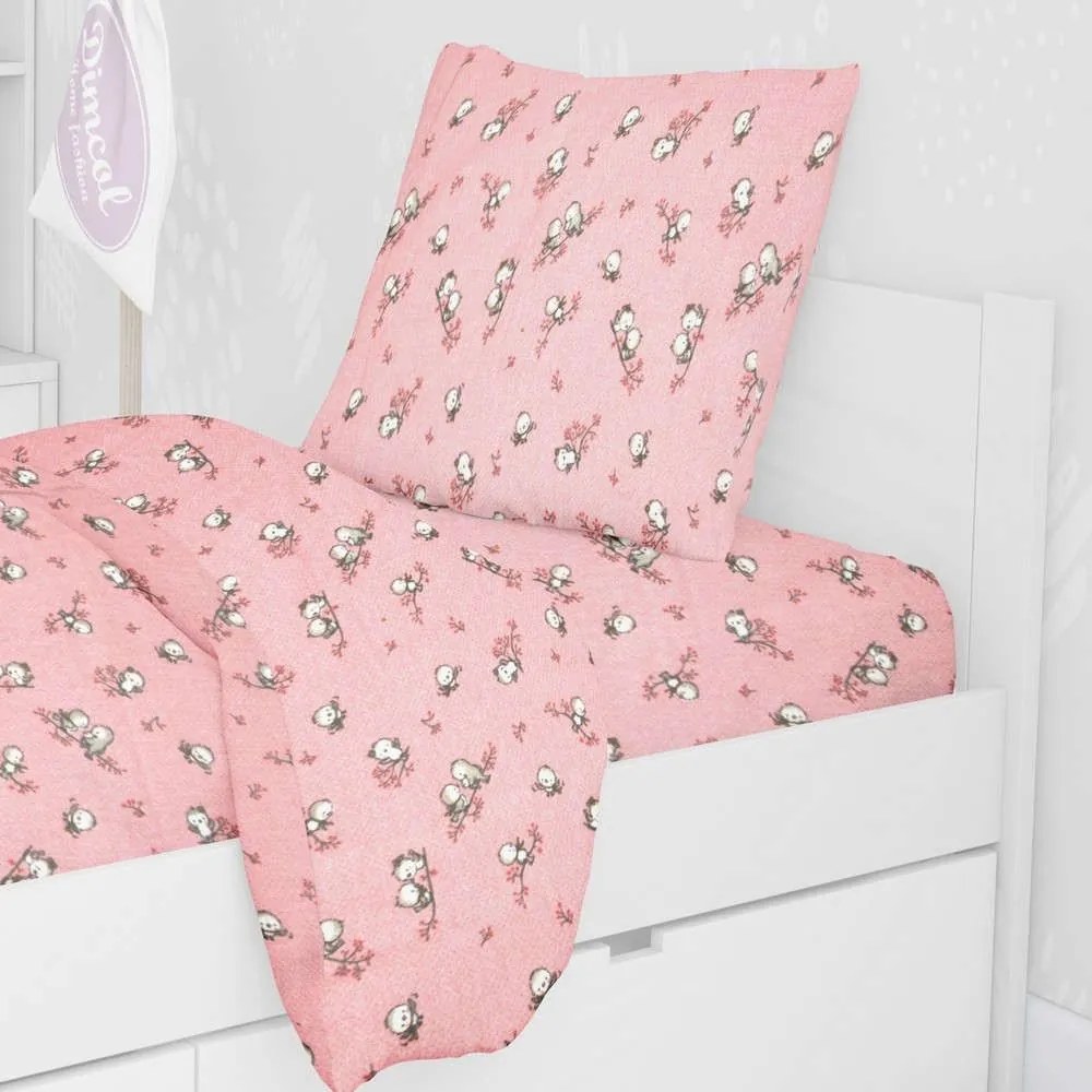 Μαξιλαροθήκη Παιδική Εμπριμέ Birds 15 Pink DimCol 50Χ70 50x70cm 100% Cotton Flannel