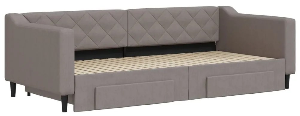 Καναπές Κρεβάτι Συρόμενος Taupe 90x200 εκ. Ύφασμα &amp; Συρτάρια - Μπεζ-Γκρι