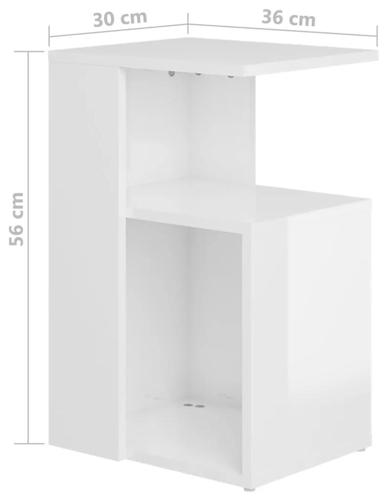 vidaXL Τραπέζι Βοηθητικό Γυαλιστερό Λευκό 36 x 30 x 56 εκ. Μοριοσανίδα