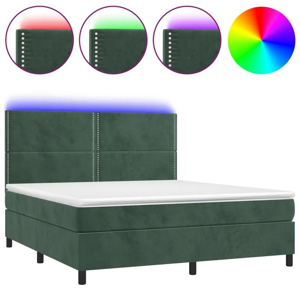 ΚΡΕΒΑΤΙ BOXSPRING ΜΕ ΣΤΡΩΜΑ &amp; LED ΣΚ. ΠΡΑΣΙΝΟ 160X200ΕΚ ΒΕΛΟΥΔΟ 3136074