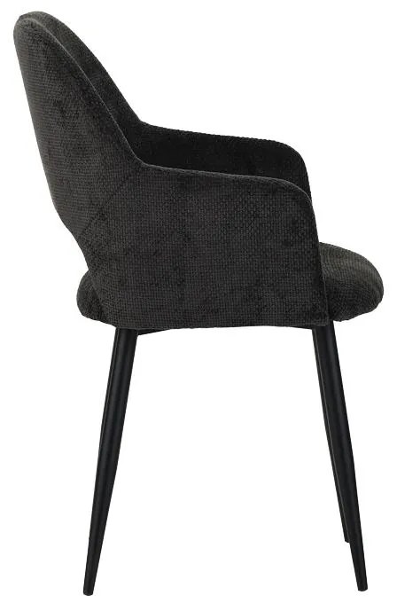 Καρέκλα - Πολυθρόνα Factols Inart μαύρο ύφασμα-πόδι μαύρο μέταλλο 53x61x84εκ 2αδα 53x61x84 εκ.