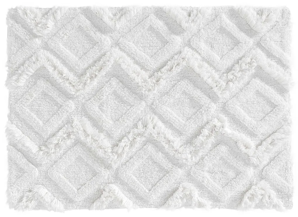 Πατάκια μπάνιου Douceur d intérieur  TAPIS DE BAIN 50 x 80 CM COTON JACQUARD IKATIS BLANC/BLANC