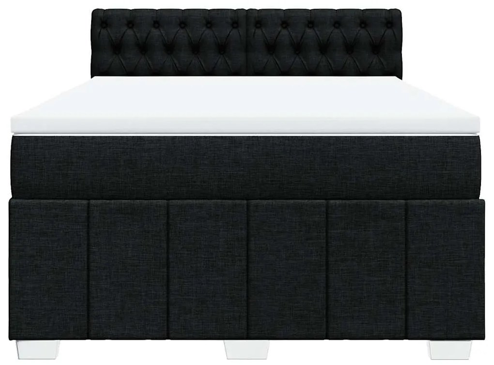 vidaXL Κρεβάτι Boxspring με Στρώμα Μαύρο 140x190 εκ. Υφασμάτινο