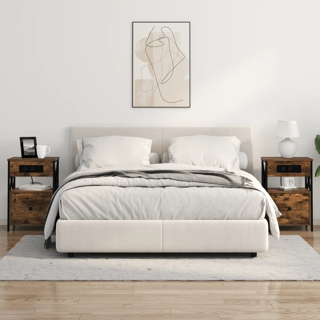 vidaXL Κομοδίνο Καπνιστή δρυς 40 x 31 x 60 εκ. Επεξεργασμένο ξύλο