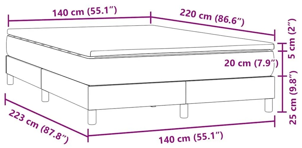 Box Spring κρεβάτι με στρώμα ροζ 140x220 cm Βελούδινο - Ροζ