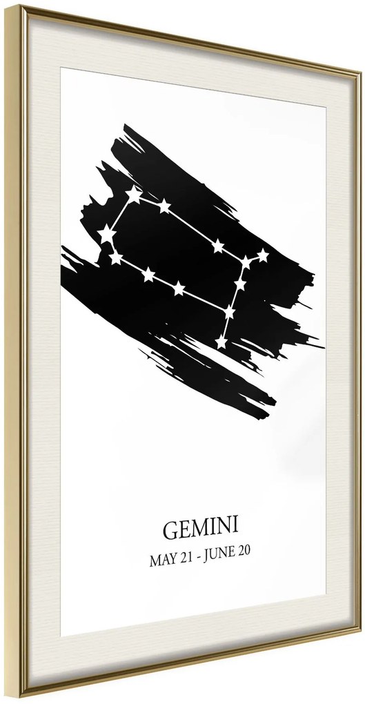 Αφίσα - Zodiac: Gemini I - 20x30 - Χρυσό - Με πασπαρτού