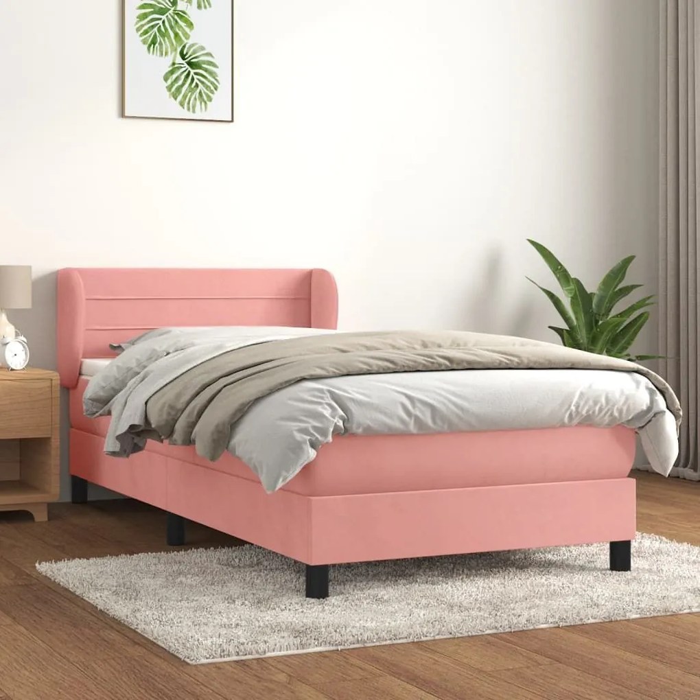 ΚΡΕΒΑΤΙ BOXSPRING ΜΕ ΣΤΡΩΜΑ ΡΟΖ 100X200 ΕΚ. ΒΕΛΟΥΔΙΝΟ 3127540