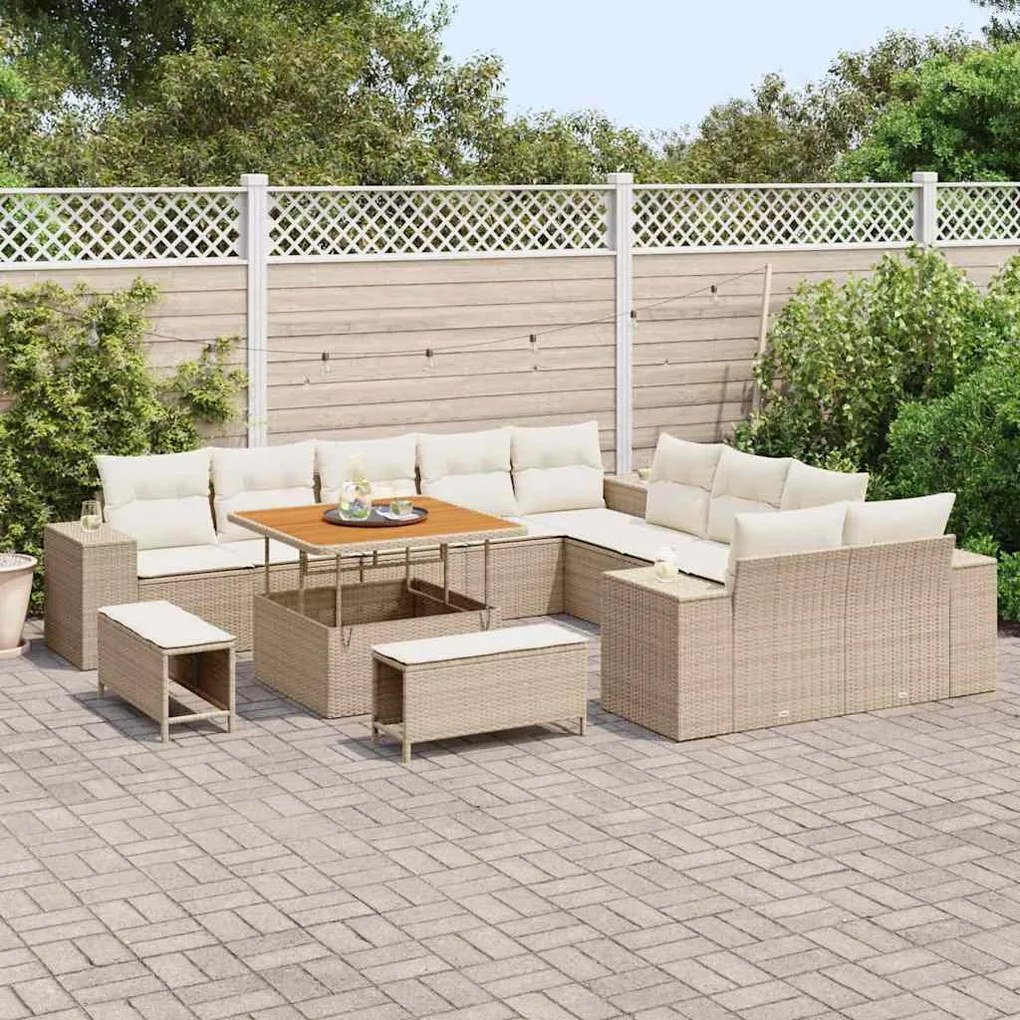 vidaXL Σετ Καναπέ Κήπου 13 pcs Μπεζ, Κρέμα 100 x 100 x 71 cm