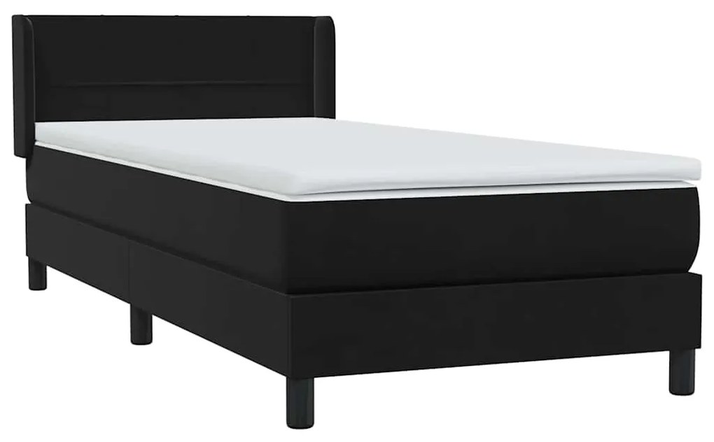 vidaXL Κρεβάτι Boxspring με Στρώμα Μαύρο 80x220 εκ. Βελούδινο