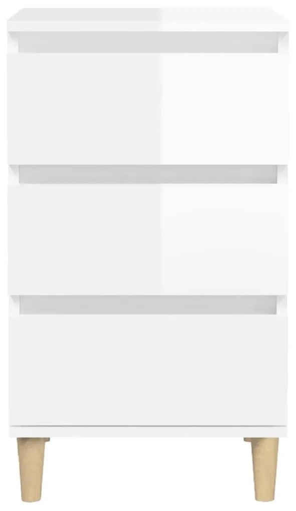 Κομοδίνο Γυαλιστερό Λευκό 40 x 35 x 70 εκ. Επεξεργασμένο Ξύλο - Λευκό