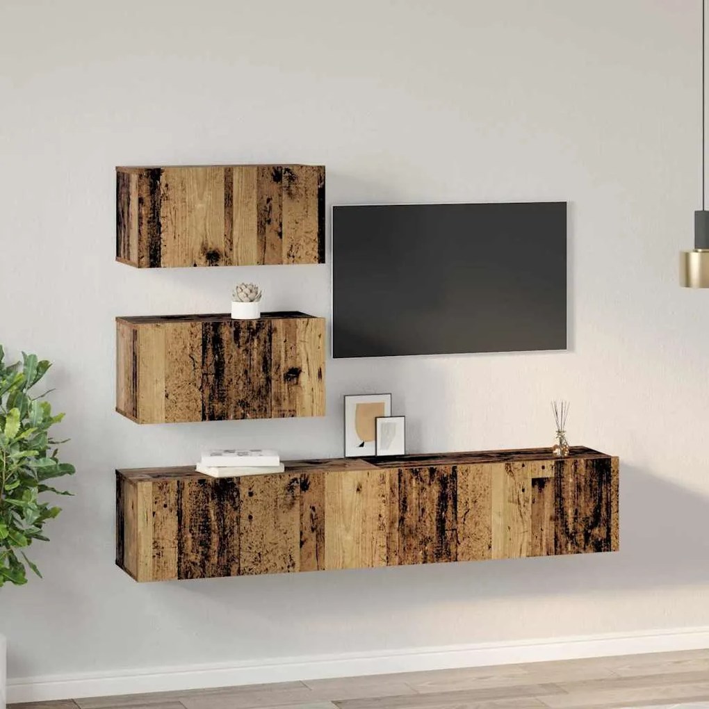 vidaXL Σετ επίπλου τηλεόρασης 4 pcs Παλαιό ξύλο 80 x 30 x 30 εκ