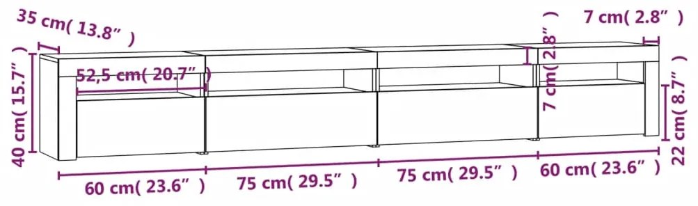 Έπιπλο Τηλεόρασης με LED Καπνιστή Δρυς 270x35x40 εκ. - Καφέ