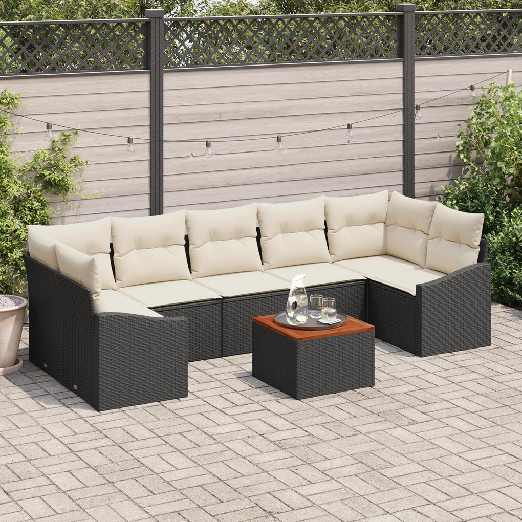 vidaXL Σετ Καναπέ Κήπου 8 pcs Μαύρος, λευκός 55 x 55 x 37 εκ