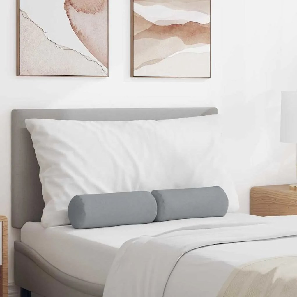 vidaXL Μαξιλάρια Στήριγμα 2 pcs Ανοιχτό γκρι Ø 15 x 40 εκ ύφασμα