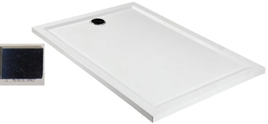 Ντουζιέρα Χυτή 140x80xY2 εκ. με Βαλβίδα Αποχέτευσης Sanitec Flat Classic Metallic Space A200-22