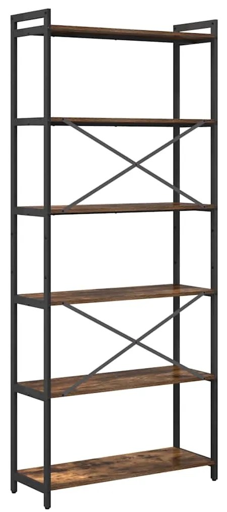 vidaXL Βιβλιοθήκη Καπνιστή δρυς 80 x 30 x 188 εκ Επεξεργασμένο ξύλο