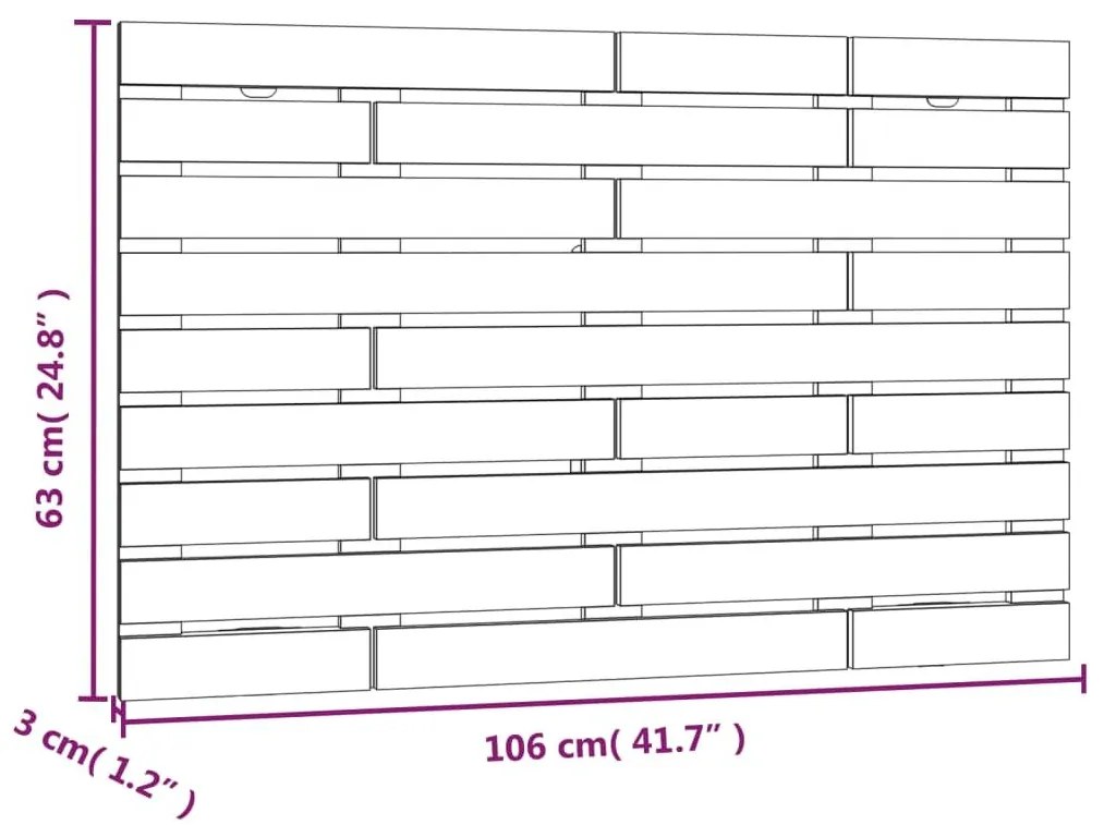 Κεφαλάρι Τοίχου Λευκό 106 x 3 x 63 εκ. από Μασίφ Ξύλο Πεύκου - Λευκό