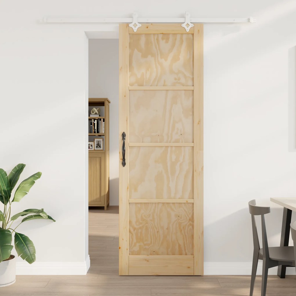 vidaXL Συρόμενη Πόρτα  με Σετ Υλικών 78x232 εκ. Μασίφ Ξύλο Πεύκου