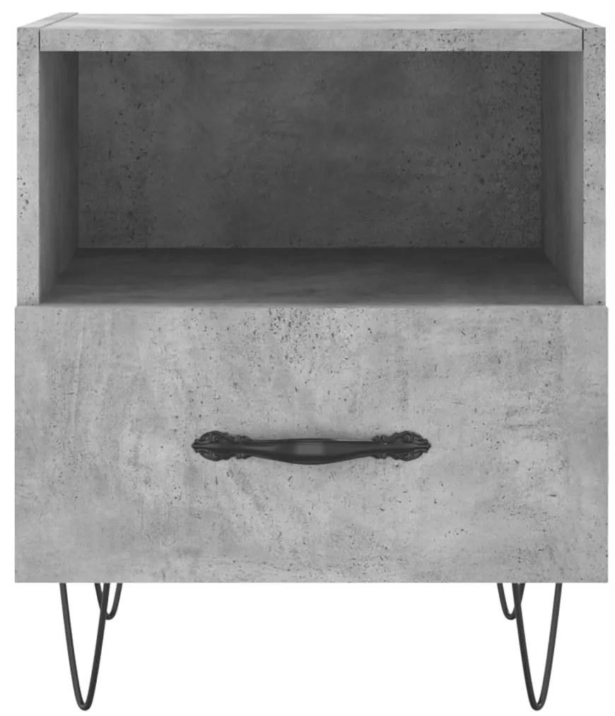 vidaXL Κομοδίνα 2 τεμ. Γκρι Σκυροδεμ. 40 x 35 x 47,5 εκ. Επεξεργ. Ξύλο