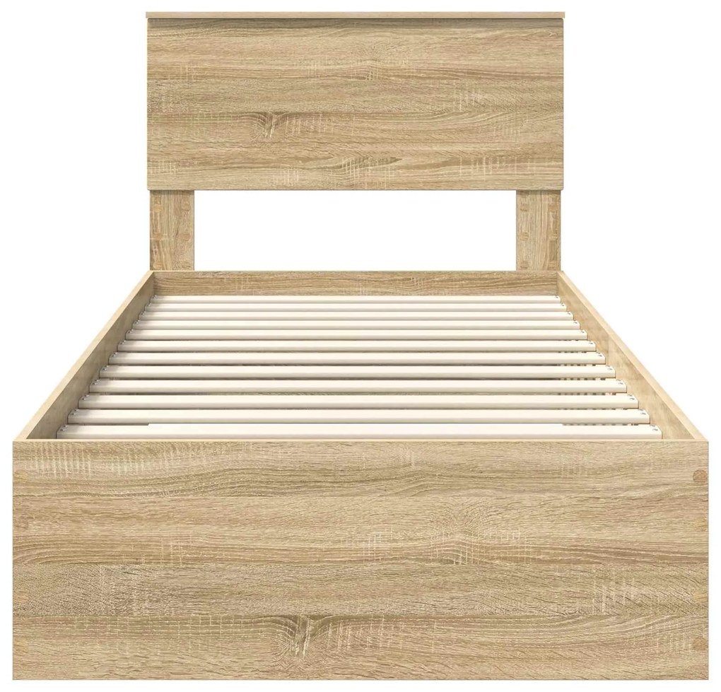 vidaXL Σκελετός Κρεβατιού Σονομά Δρύινο και Ασημί 75 x 190 cm