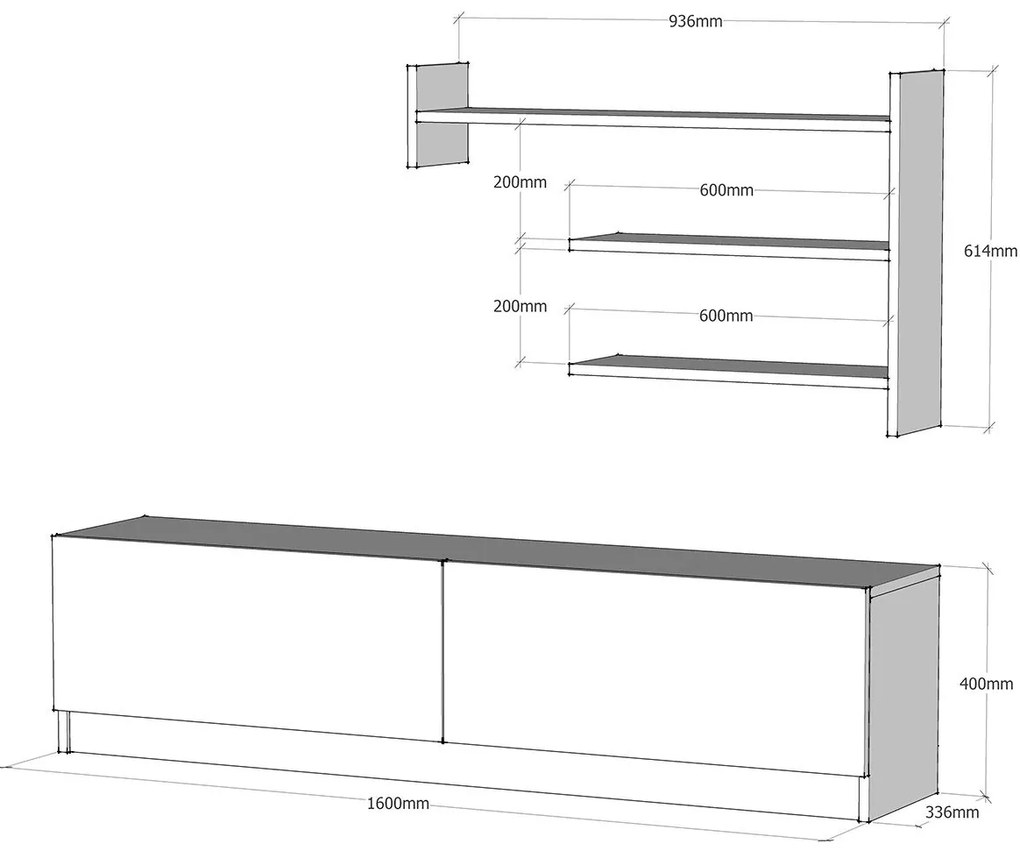 Σύνθετο ALPHA Λευκό 160x32x40cm - 14410011