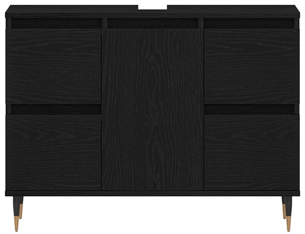 vidaXL Ντουλάπα Νιπτήρα Mπάνιου με συρτάρι Μαύρη Οξυά 80 x 33 x 60 εκ