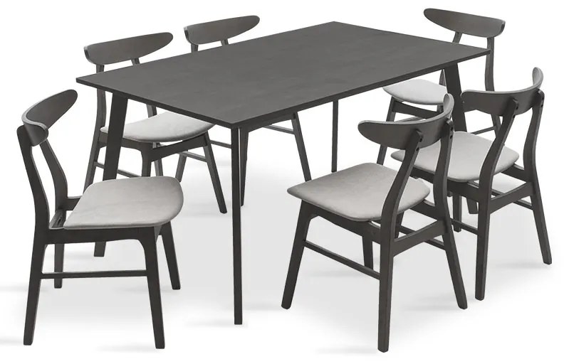 Intrahome Tραπεζαρία Benson - Orlean Intrahome σετ 7τμχ rustic grey - ύφασμα γκρι 150x90x75εκ | SKU: INTRAPA-311111202
