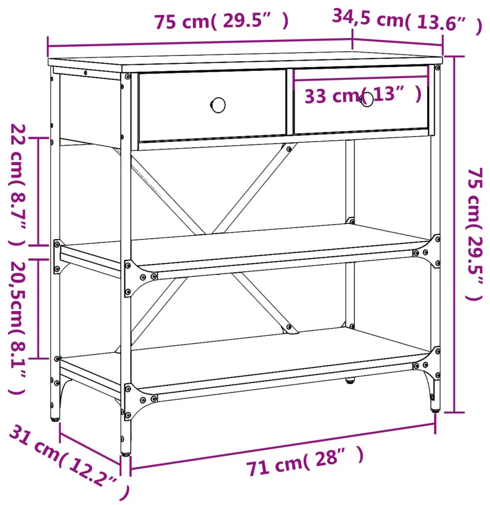 ΤΡΑΠΕΖΙ ΚΟΝΣΟΛΑ ΜΑΥΡΟ 75 X 34,5 X 75 ΕΚ. ΑΠΟ ΕΠΕΞΕΡΓ. ΞΥΛΟ 833408