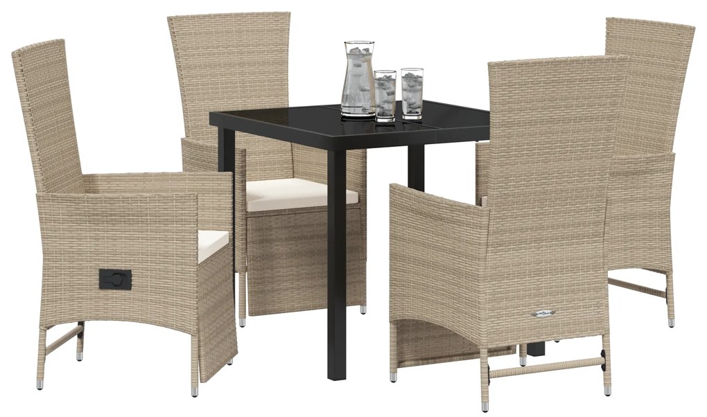vidaXL Ρυθμιζόμενες Καρέκλες Κήπου 5 pcs Μπεζ 80 x 80 x 73 εκ