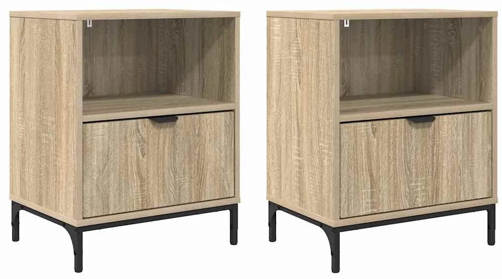 vidaXL Κομοδίνα 2 pcs Sonoma Δρυς 49 x 36 x 61 εκ Επεξεργασμένο ξύλο