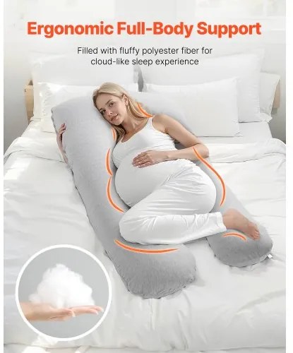 VEVOR Pregnancy Pillow U-Shaped Full Body Maternity Pillow Soft and Breathable