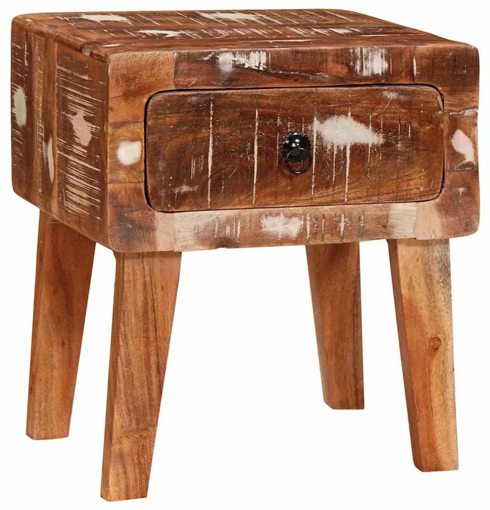 vidaXL End Table με συρτάρι Καφέ 40 x 32 x 46 εκ Στερεό Ανακτηθέν Ξύλο