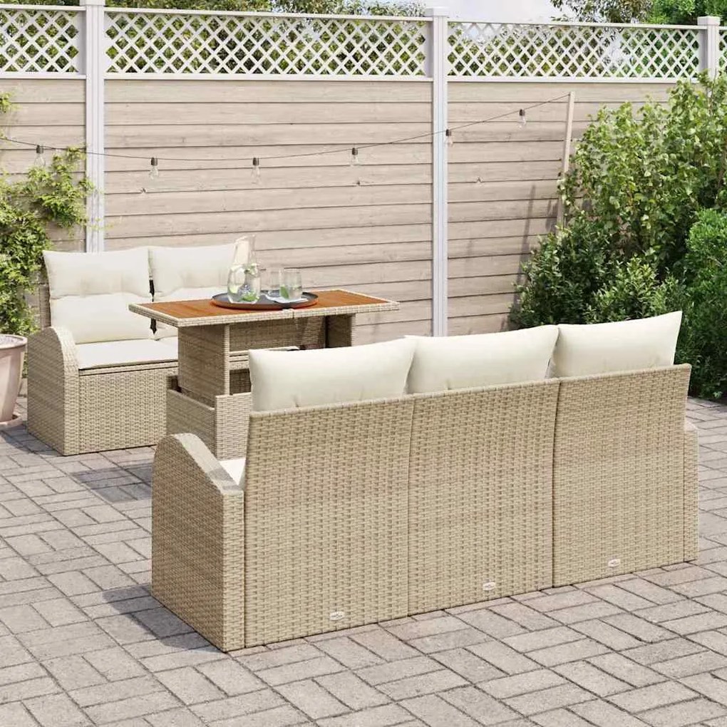 vidaXL Σετ Καναπέ Κήπου 6 pcs μπεζ και κρεμ 100 x 55 x 73 εκ