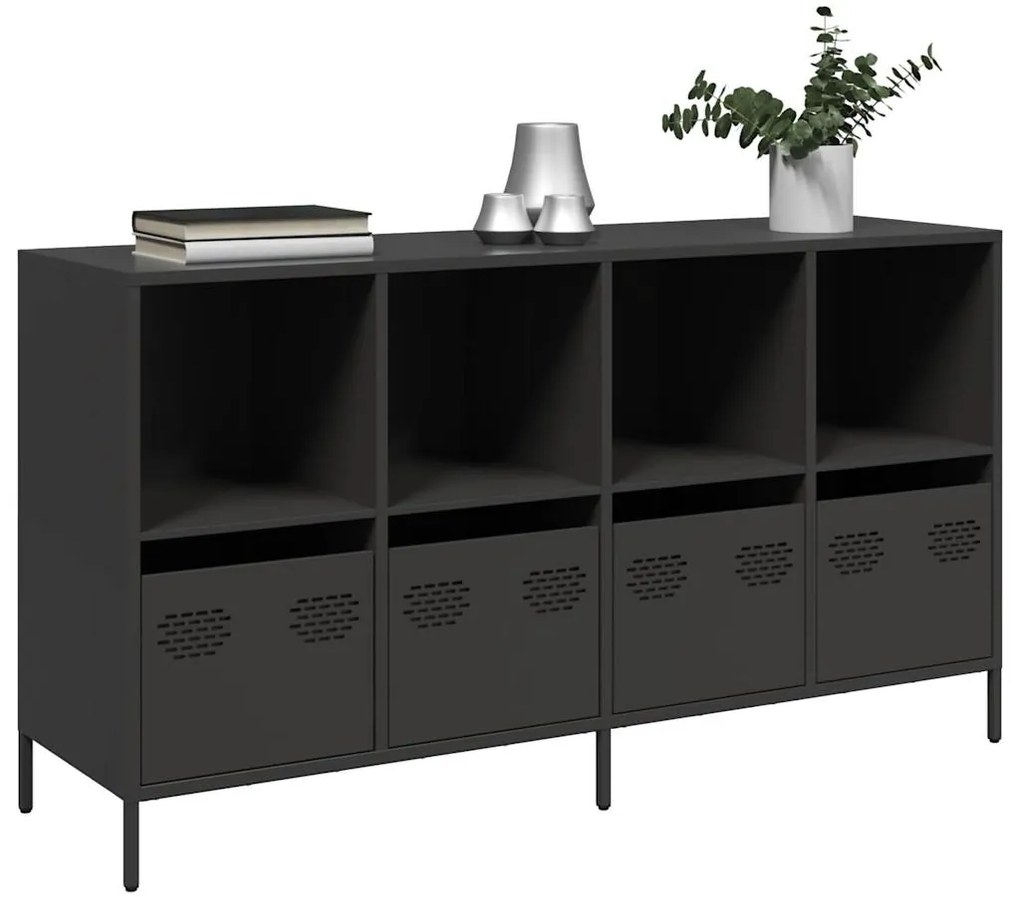 Ντουλάπι Μαύρο 135x39x73,5 εκ. από Χάλυβα Ψυχρής Έλασης