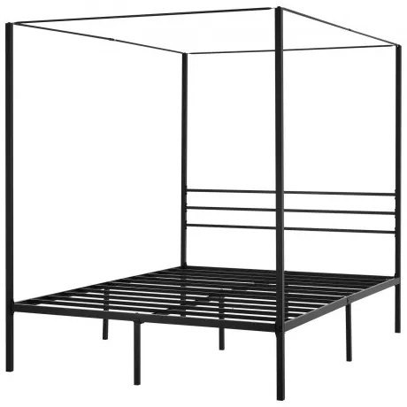 VEVOR Queen Size Canopy Bed Frame Metal Canopy Bed with Four Posters Black