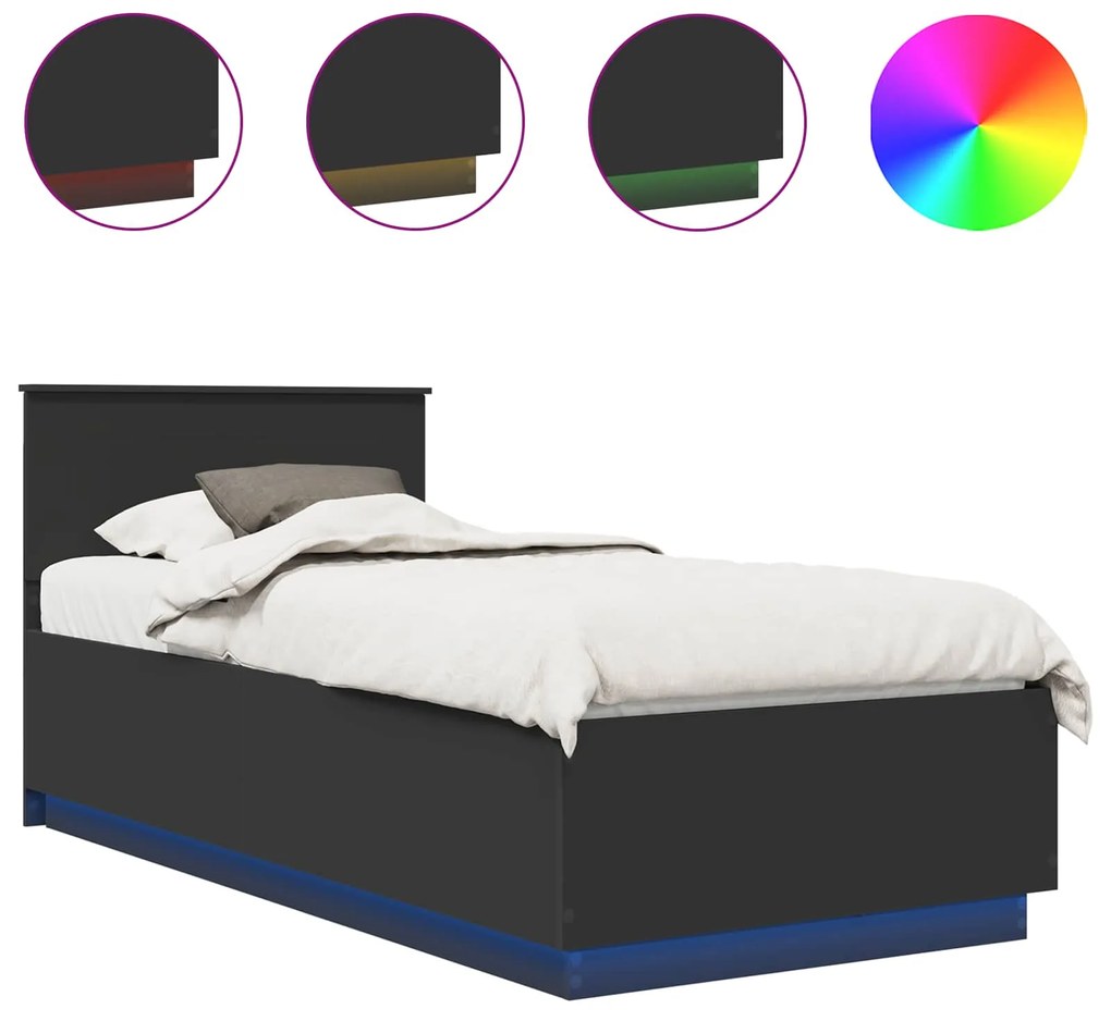 vidaXL Σκελετός Κρεβατιού Μαύρο 70 x 190 cm Επεξεργασμένο ξύλο