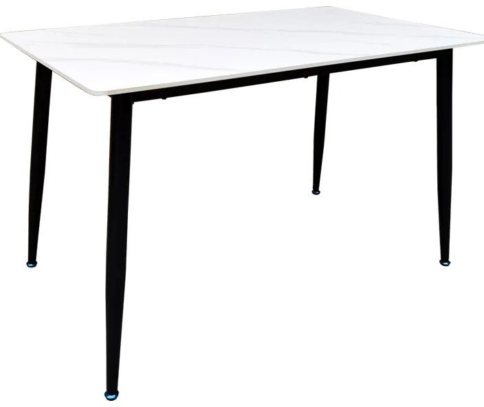 Τραπέζι Pembe pakoworld sintered stone λευκή όψη μαρμάρου με μαύρα μεταλλικά πόδια 120x70x75εκ