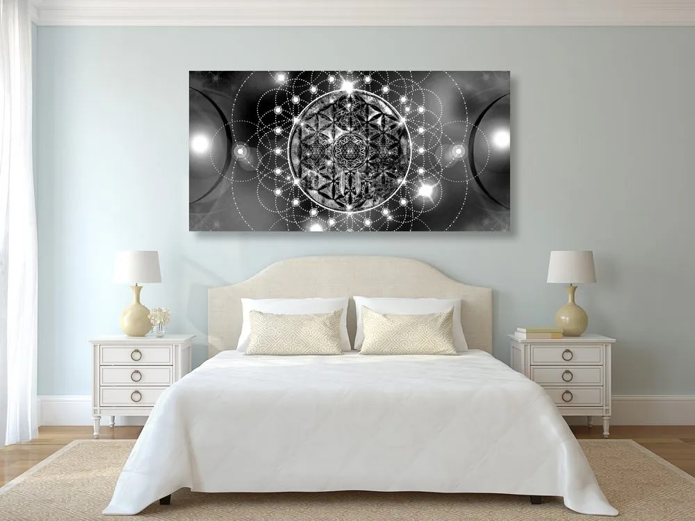 Εικόνα μαγευτική Mandala σε ασπρόμαυρο - 120x60