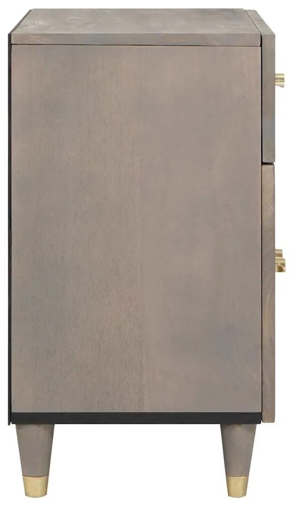 vidaXL Κομοδίνο με συρτάρι Γκρι 50 x 33 x 60 εκ Μασίφ ξύλο μάνγκο